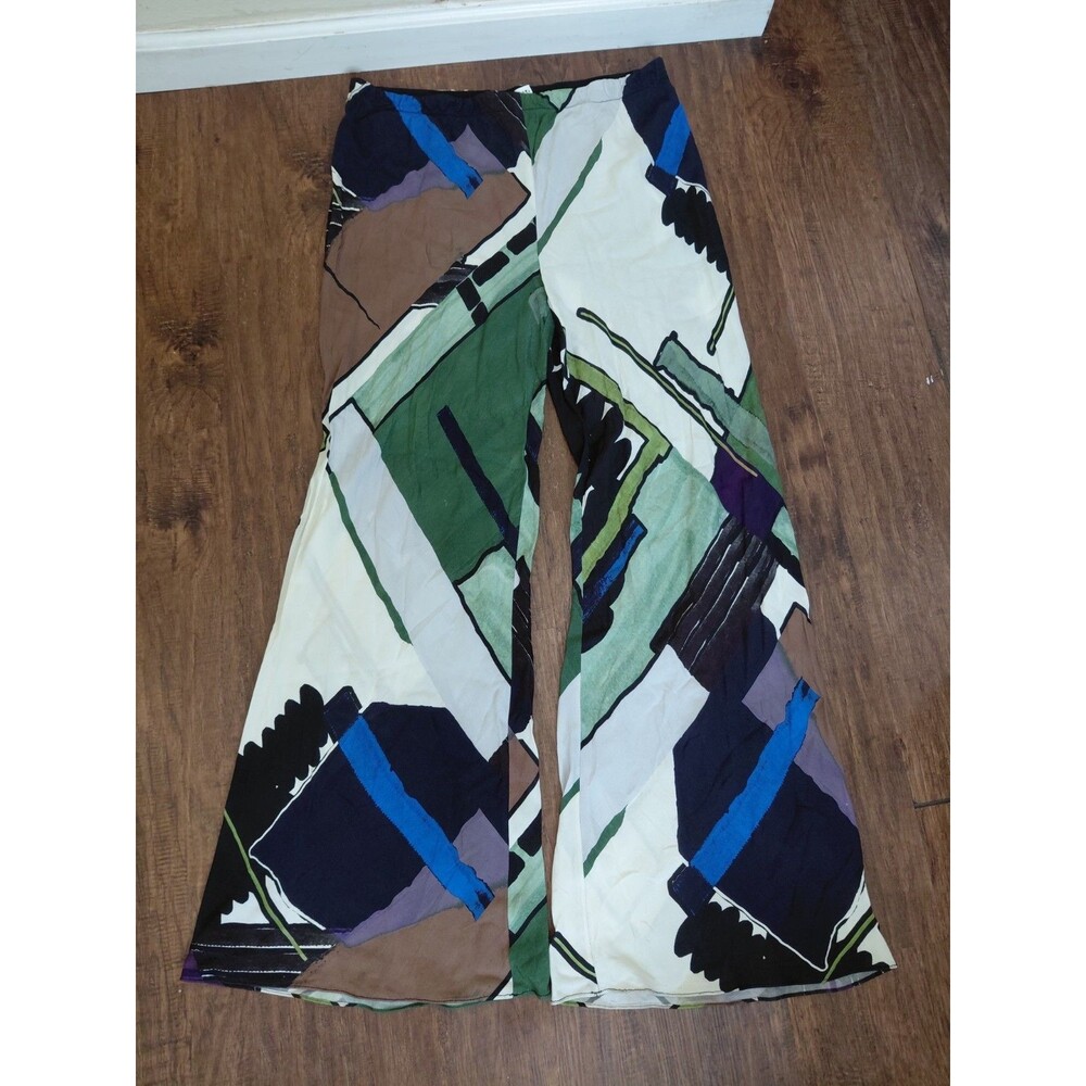 ZARA TROUSERS Bell Bottom Flared Printed Pants Size Xl